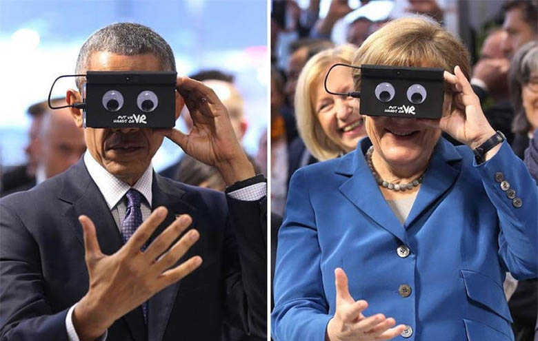 What in the world is Obama looking at in VR simulator (1)