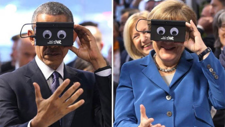 What in the world is Obama looking at in VR simulator?